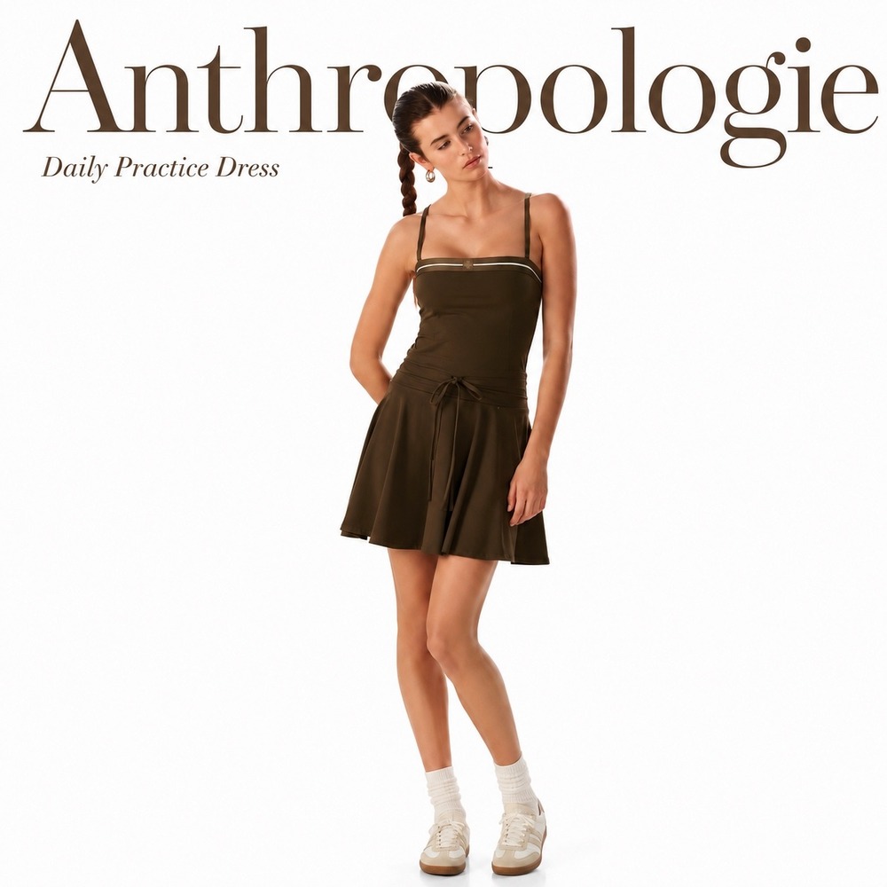 Anthropologie Daily Practice Mini Dress in Olive Brown